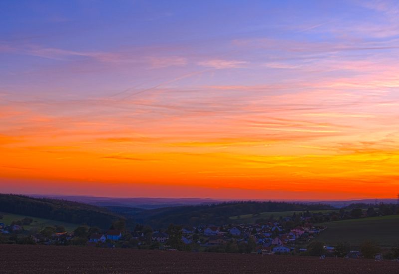 Dusk seen from a hill above Haag, Germany